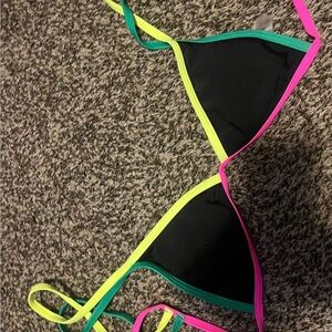 Neon Trim Black Bikini Top